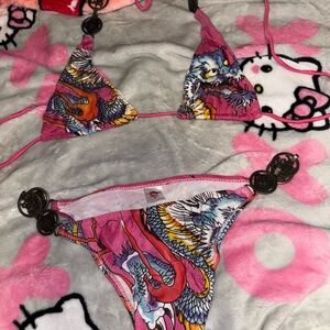 Ed Hardy Pink and Multicolor Bikini